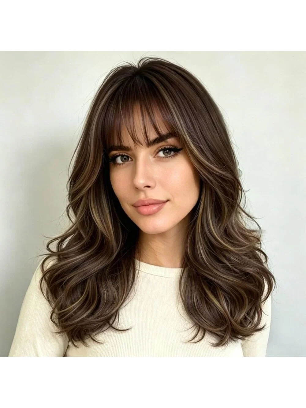 Women's Brown 18 Inch Natural Looking Synthetic Heat Resistant Wavy Wigs